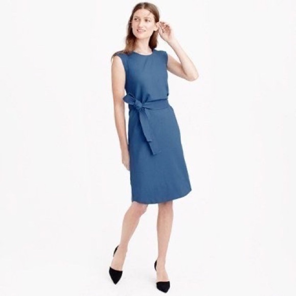 J. Crew Blue Italian wool crepe sleeveless dress W15